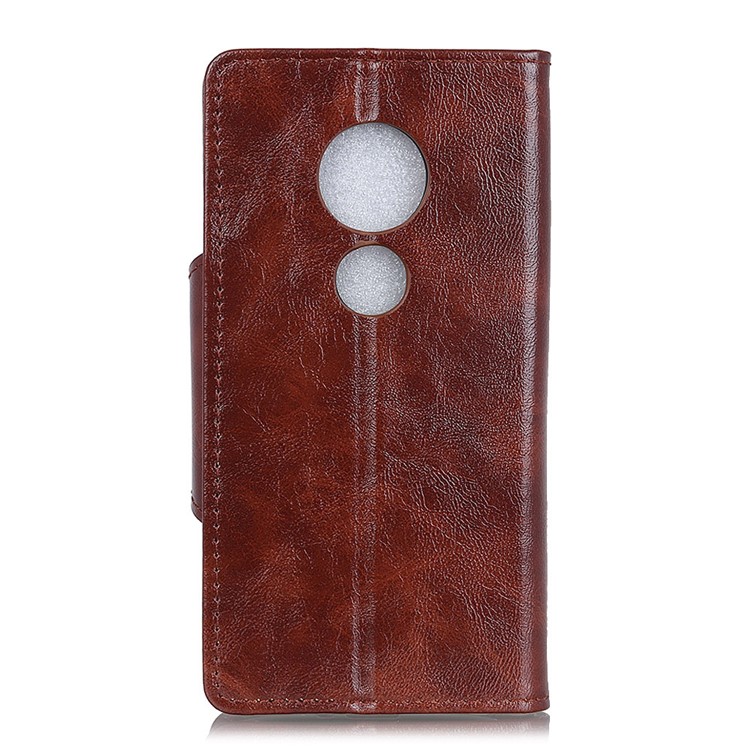 Textured PU Leather Wallet Stand Phone Case for Motorola Moto G7 Power - Brown-3