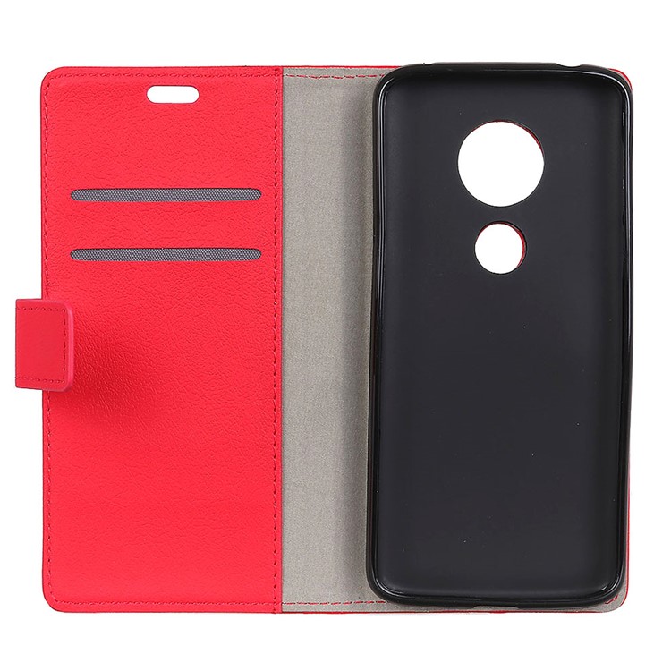 Wallet Stand Leather Protection Case for Motorola Moto G7 Play - Red-4