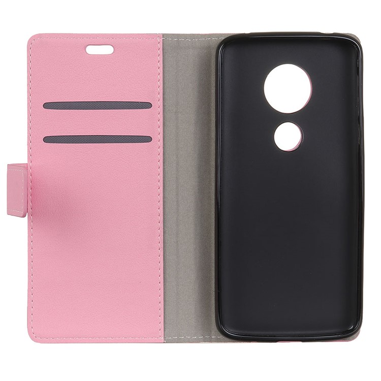 Wallet Stand Leather Protection Case for Motorola Moto G7 Play - Pink-4