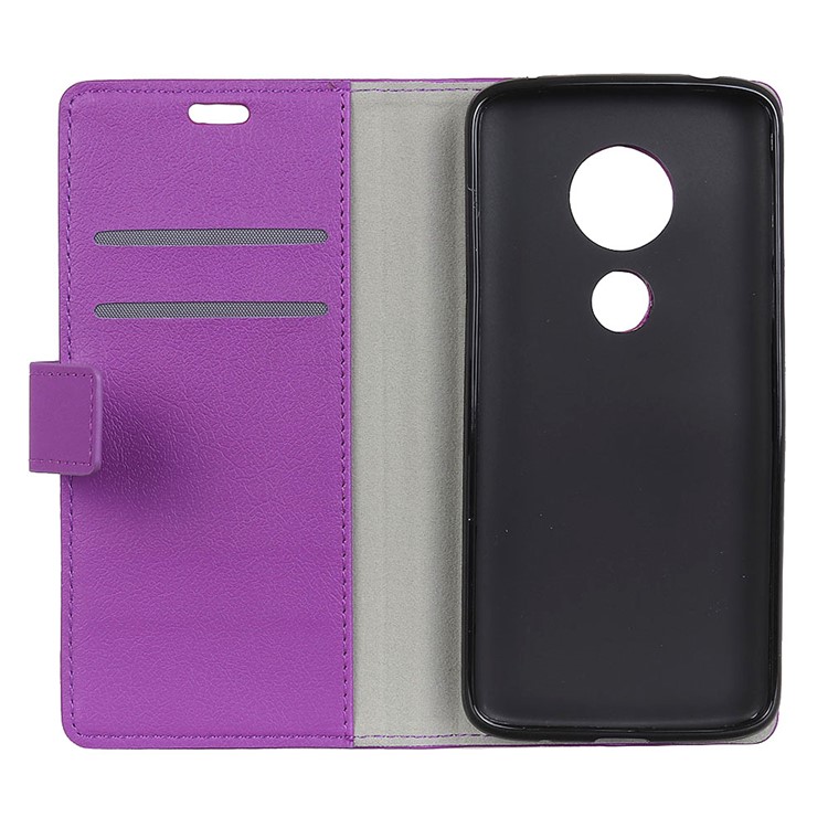 Wallet Stand Leather Protection Case for Motorola Moto G7 Play - Purple-4