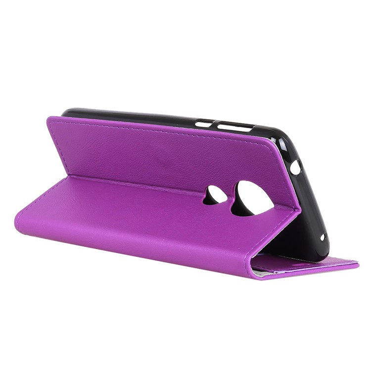 Wallet Stand Leather Protection Case for Motorola Moto G7 Play - Purple-5