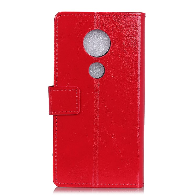 Crazy Horse Wallet Stand Leather Cover for Motorola Moto G7 Play - Red-3