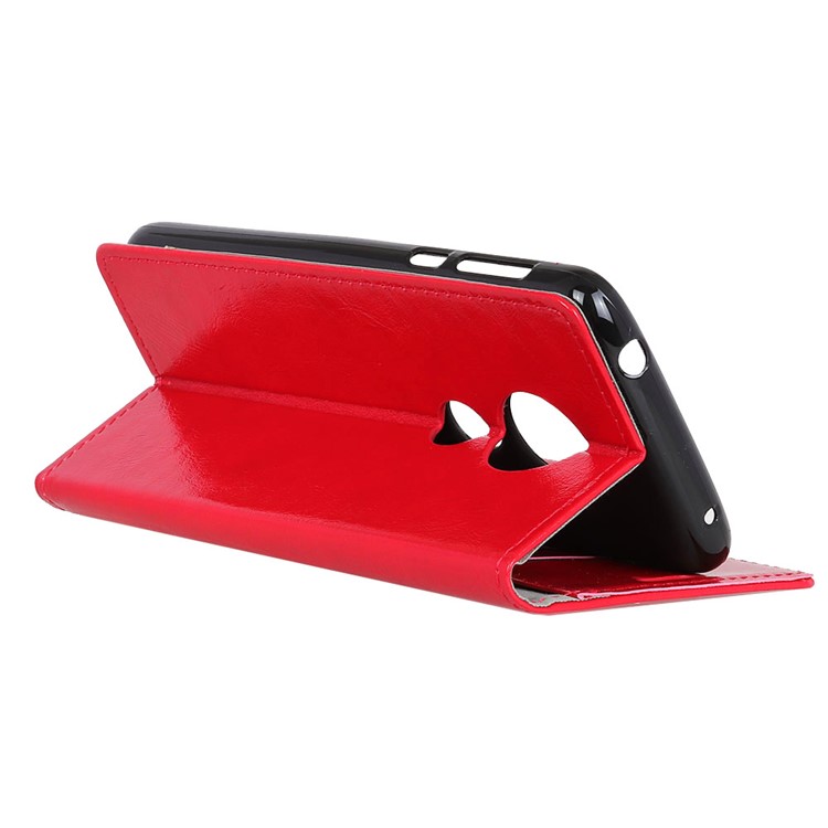 Crazy Horse Wallet Stand Leather Cover for Motorola Moto G7 Play - Red-5
