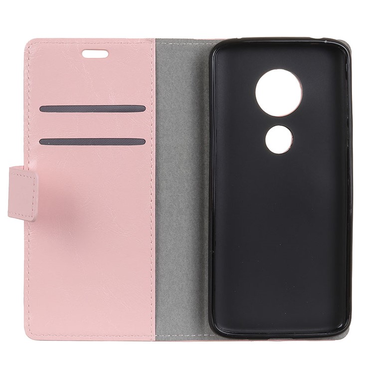 Crazy Horse Wallet Stand Leather Cover for Motorola Moto G7 Play - Pink-4