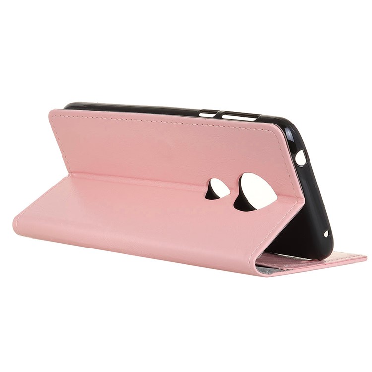 Crazy Horse Wallet Stand Leather Cover for Motorola Moto G7 Play - Pink-5