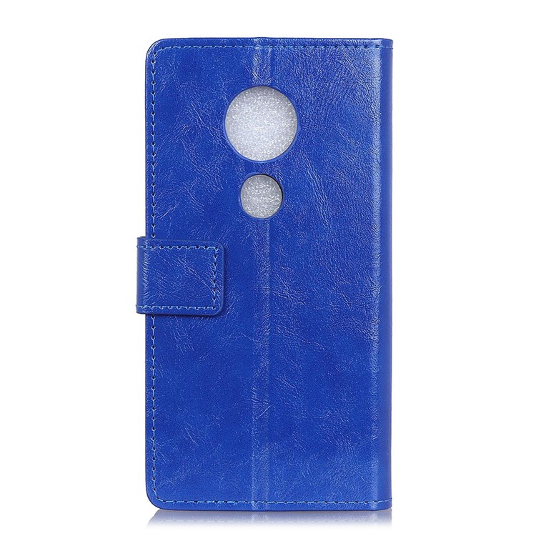 Crazy Horse Wallet Stand Leather Cover for Motorola Moto G7 Play - Blue-3