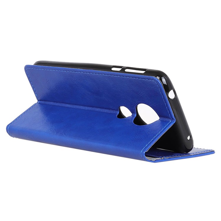 Crazy Horse Wallet Stand Leather Cover for Motorola Moto G7 Play - Blue-5