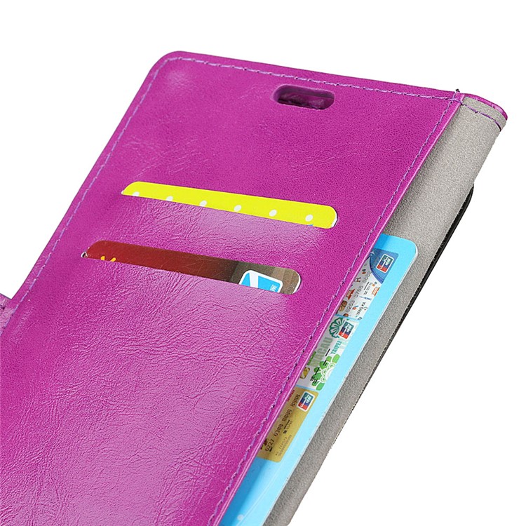 Crazy Horse Wallet Stand Leather Cover for Motorola Moto G7 Play - Purple-2