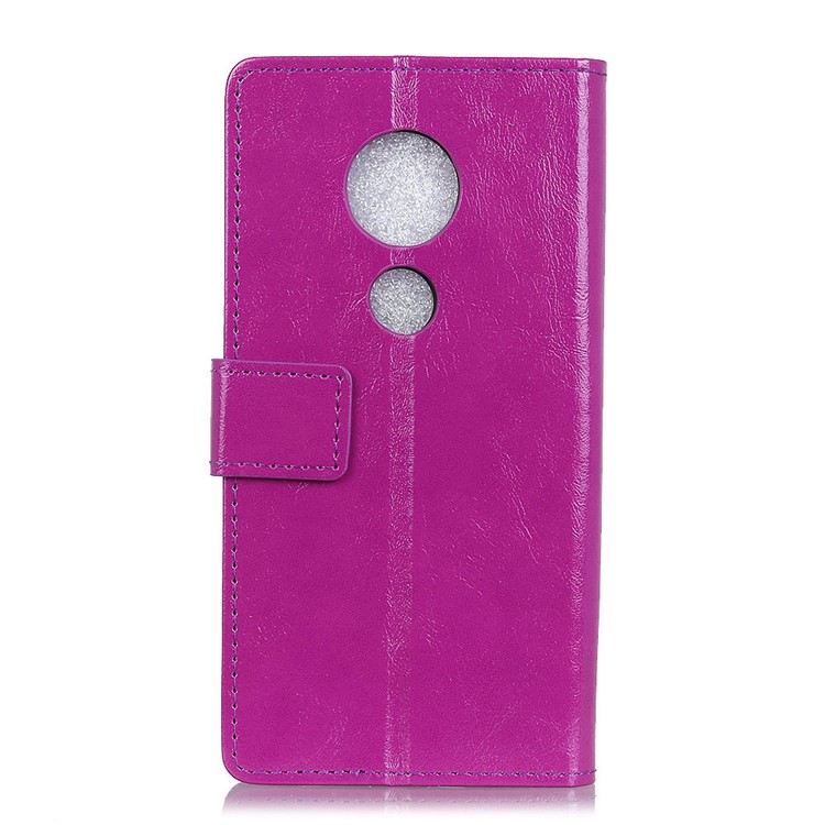 Crazy Horse Wallet Stand Leather Cover for Motorola Moto G7 Play - Purple-3