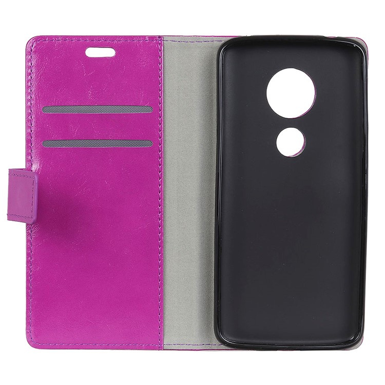 Crazy Horse Wallet Stand Leather Cover for Motorola Moto G7 Play - Purple-4