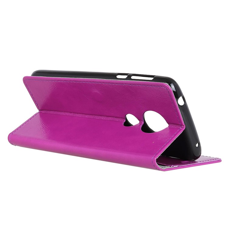 Crazy Horse Wallet Stand Leather Cover for Motorola Moto G7 Play - Purple-5