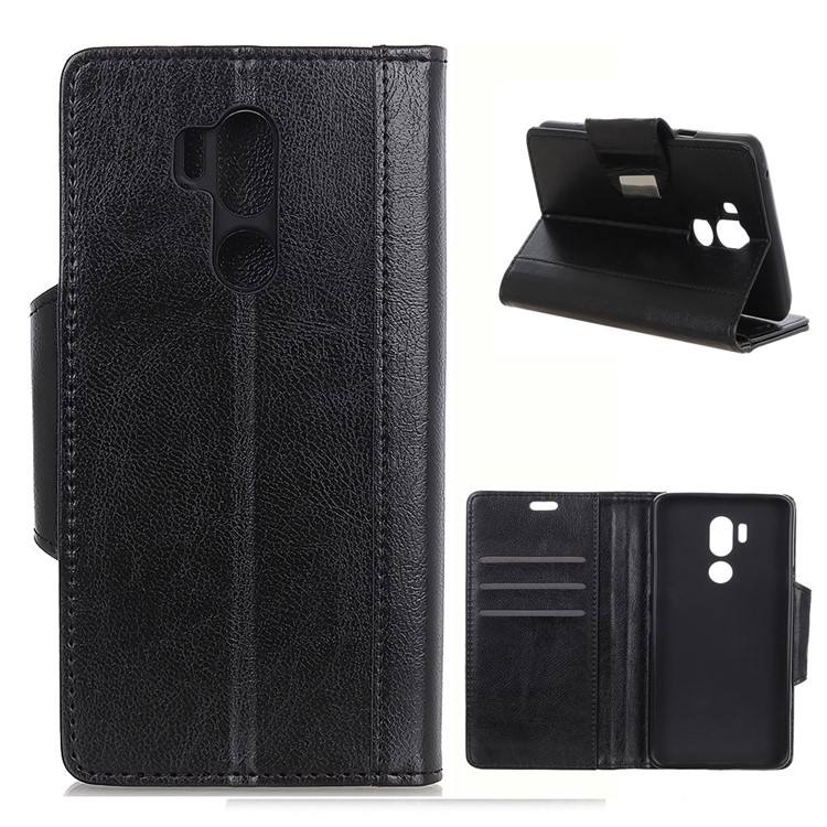 Textured PU Leather Wallet Case for LG G7 ThinQ - Black-1