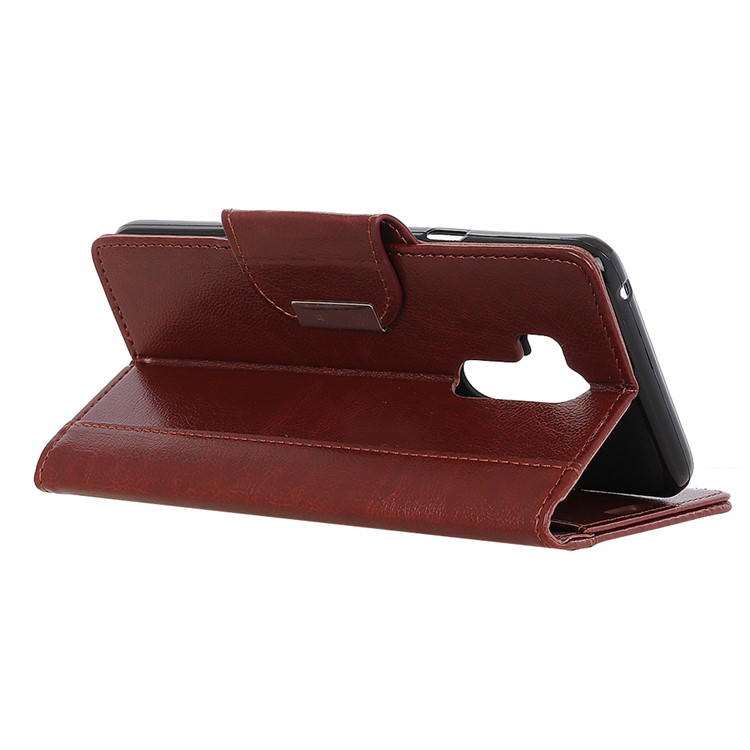 Textured PU Leather Wallet Case Phone Cover for LG G7 ThinQ - Brown-2