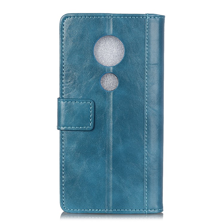 Rivet Decorated Leather Wallet Shell for Motorola Moto G7 Play - Blue-4