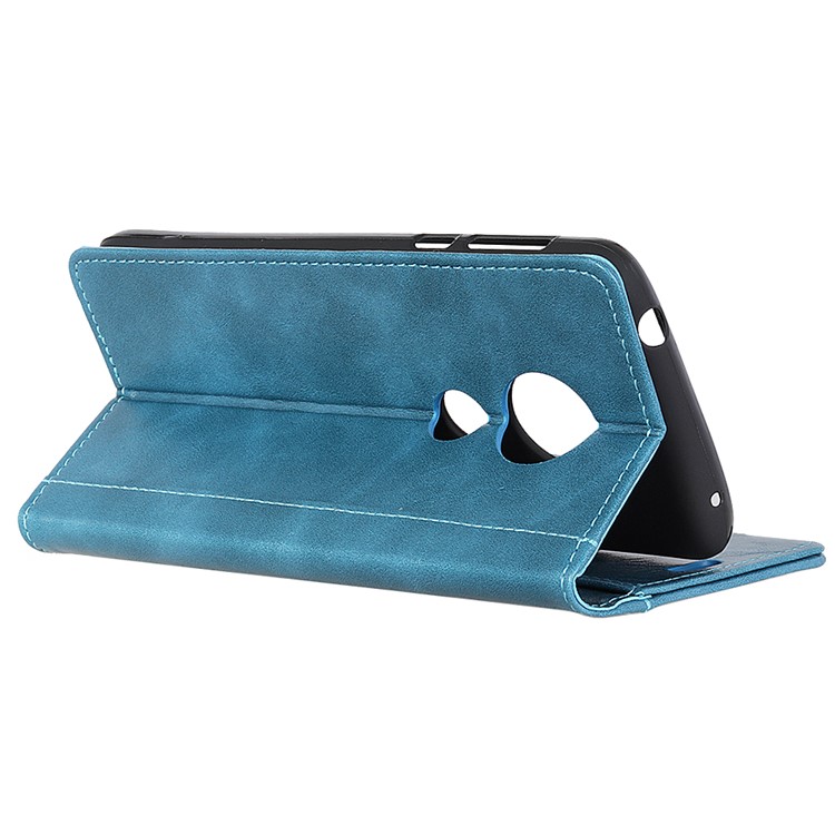 Rivet Decorated Leather Wallet Shell for Motorola Moto G7 Play - Blue-9