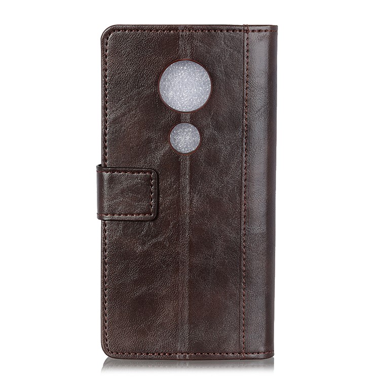 Rivet Decorated Leather Wallet Stand Case for Motorola Moto G7 Play - Brown-6