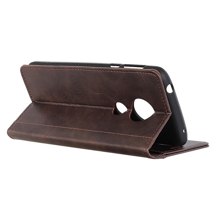 Rivet Decorated Leather Wallet Stand Case for Motorola Moto G7 Play - Brown-8