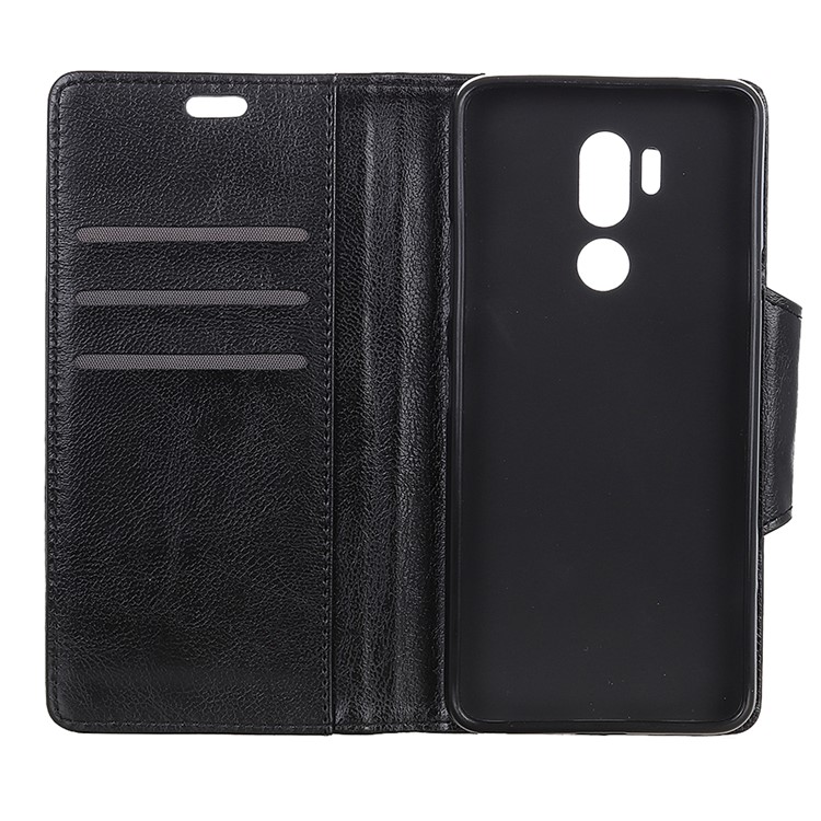 Textured PU Leather Wallet Magnetic Stand Mobile Case for LG G7 One - Black-2