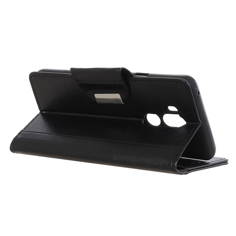 Textured PU Leather Wallet Magnetic Stand Mobile Case for LG G7 One - Black-3