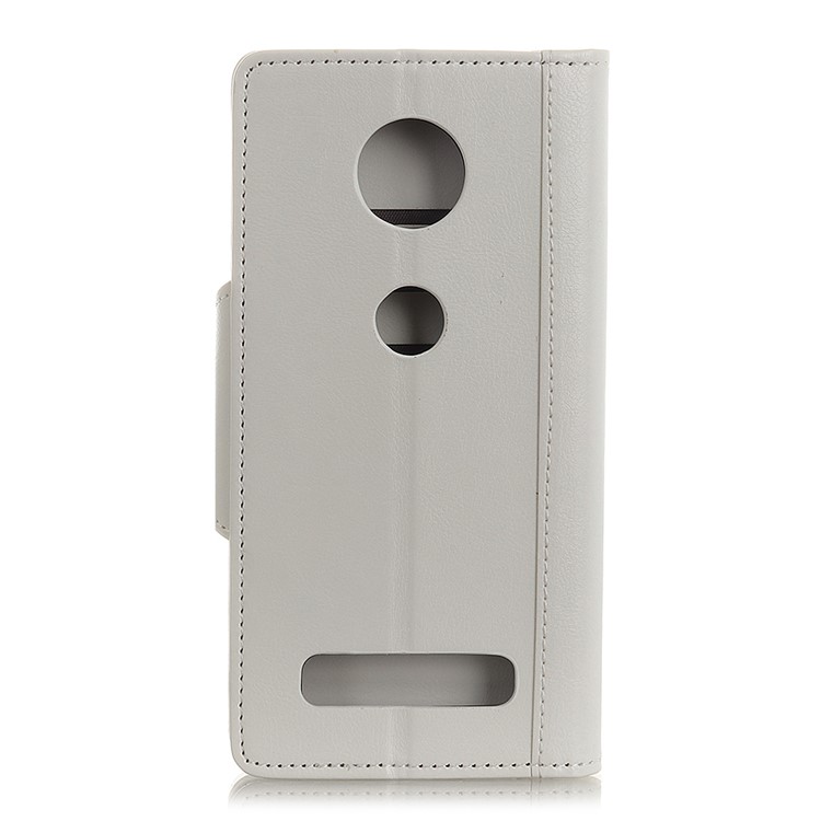 Textured PU Leather Wallet Magnetic Stand Mobile Case for Motorola Moto Z4 Play - White-1