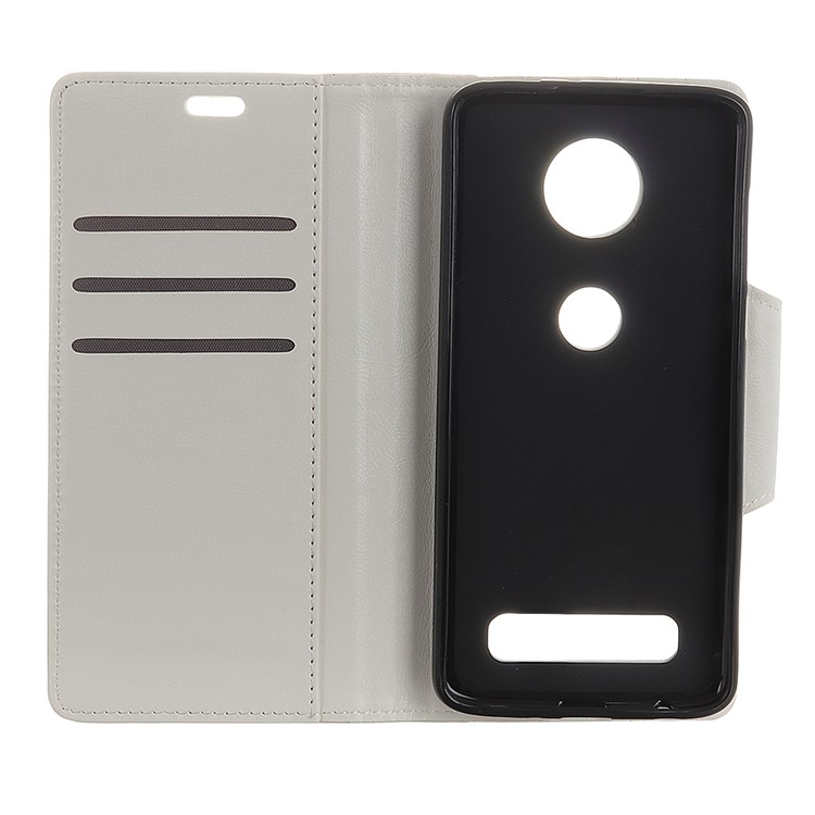 Textured PU Leather Wallet Magnetic Stand Mobile Case for Motorola Moto Z4 Play - White-2