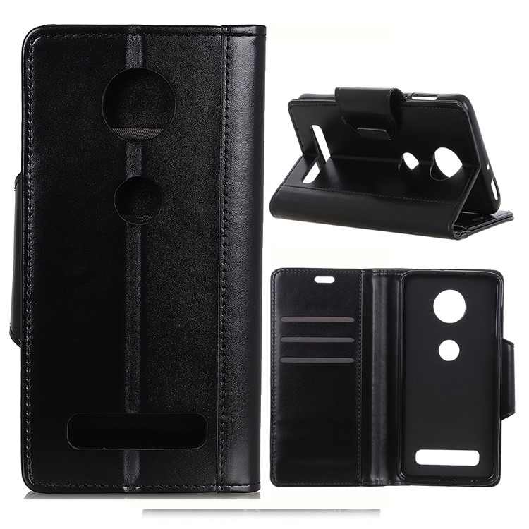 PU Leather Case for Motorola Moto Z4 Play Card Slots All Round Protection Leather Casing - Black-1