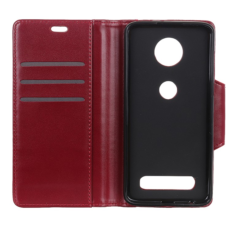 PU Leather Case for Motorola Moto Z4 Play Card Slots All Round Protection Leather Case - Red-2