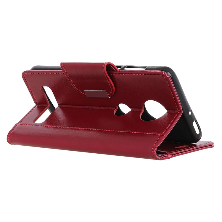 PU Leather Case for Motorola Moto Z4 Play Card Slots All Round Protection Leather Case - Red-3