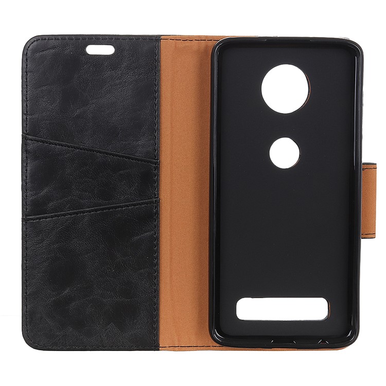 Crazy Horse Texture Split Leather Wallet Mobile Shell Case for Motorola Moto Z4 Play - Black-2