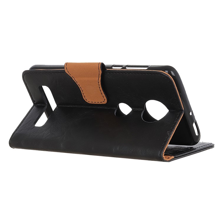 Crazy Horse Texture Split Leather Wallet Mobile Shell Case for Motorola Moto Z4 Play - Black-3
