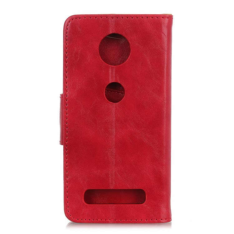 Crazy Horse Texture Split Leather Wallet Mobile Shell Cover for Motorola Moto Z4 Play - Red-1