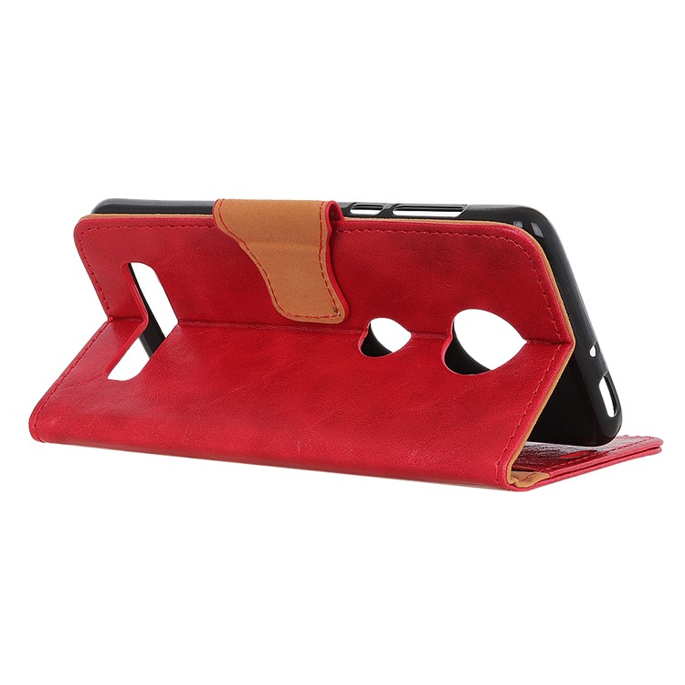 Crazy Horse Texture Split Leather Wallet Mobile Shell Cover for Motorola Moto Z4 Play - Red-3
