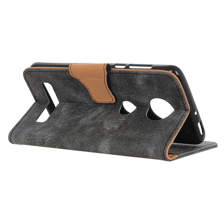 Retro Split Leather Wallet Stand Cell Phone Case for Motorola Moto Z4 Play - Grey-3