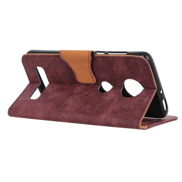 Retro Split Leather Wallet Stand Cell Phone Cover for Motorola Moto Z4 Play - Wine Red-3