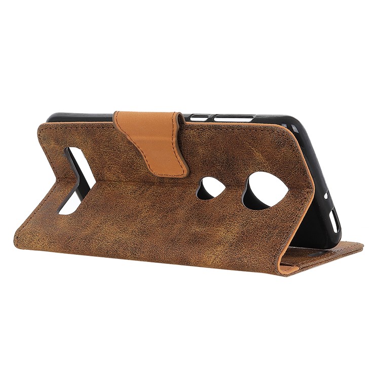 Retro Split Leather Wallet Stand Accessory Cover for Motorola Moto Z4 Play - Coffee-3