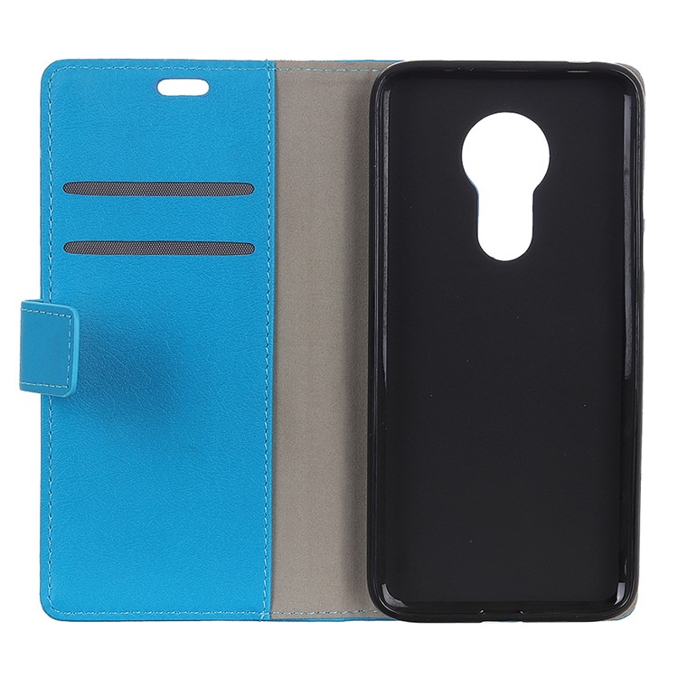 Wallet Stand Leather Protection Case for Motorola Moto G7 Power - Blue-3