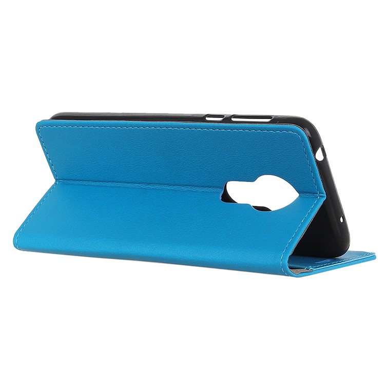 Wallet Stand Leather Protection Case for Motorola Moto G7 Power - Blue-4