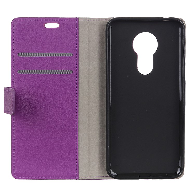 Wallet Stand Leather Protection Case for Motorola Moto G7 Power - Purple-3