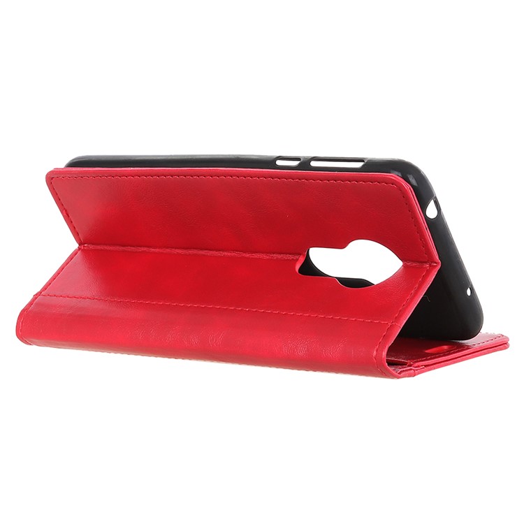 Rivet Decorated Leather Stand Wallet Magnetic Case for Motorola Moto G7 Power - Red-10