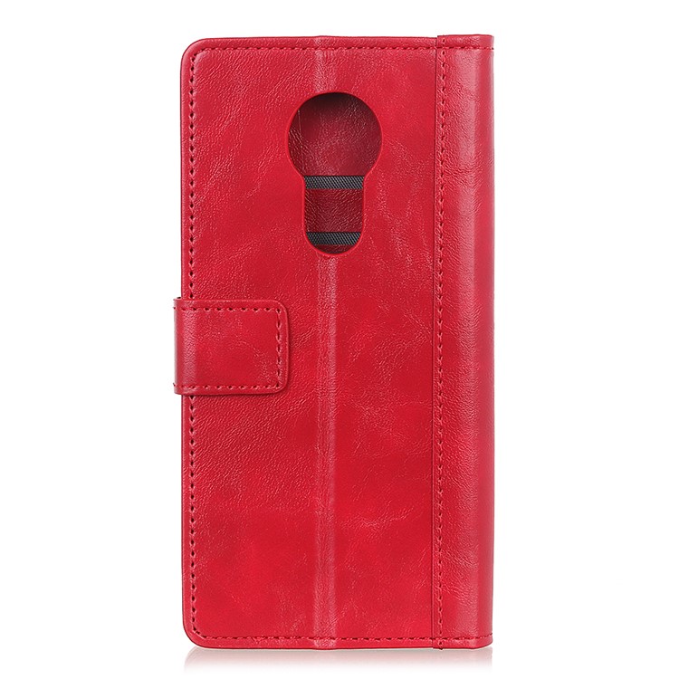 Rivet Decorated Leather Stand Wallet Magnetic Case for Motorola Moto G7 Power - Red-3