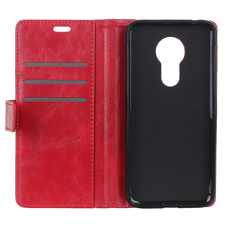 Rivet Decorated Leather Stand Wallet Magnetic Case for Motorola Moto G7 Power - Red-4