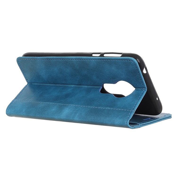Rivet Decorated Leather Stand Wallet Magnetic Case for Motorola Moto G7 Power - Blue-10