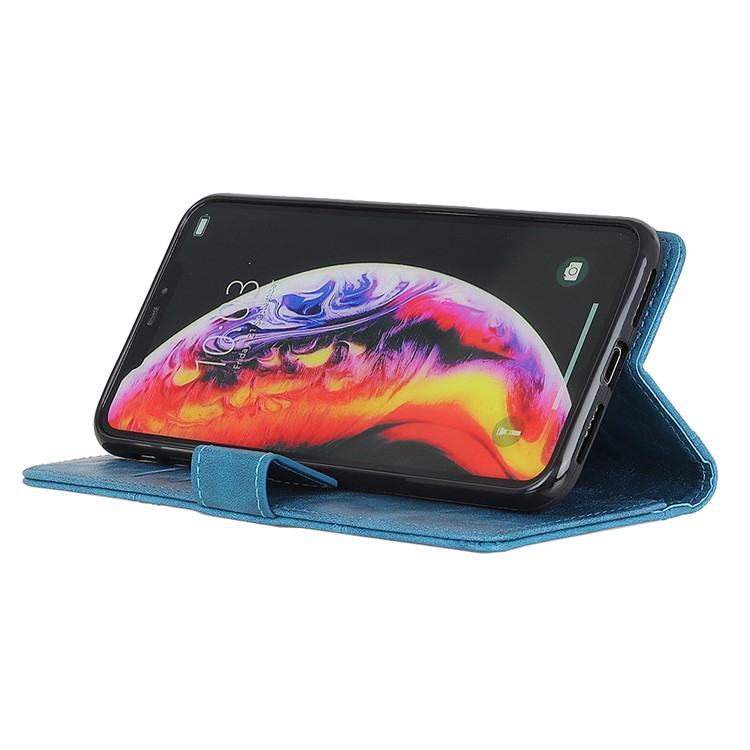 Rivet Decorated Leather Stand Wallet Magnetic Case for Motorola Moto G7 Power - Blue-11