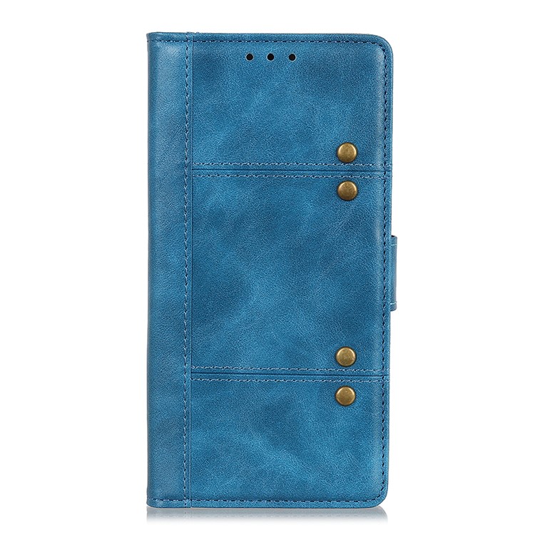 Rivet Decorated Leather Stand Wallet Magnetic Case for Motorola Moto G7 Power - Blue-2