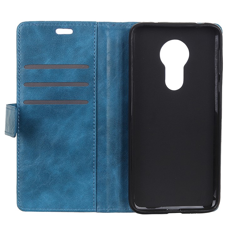 Rivet Decorated Leather Stand Wallet Magnetic Case for Motorola Moto G7 Power - Blue-4