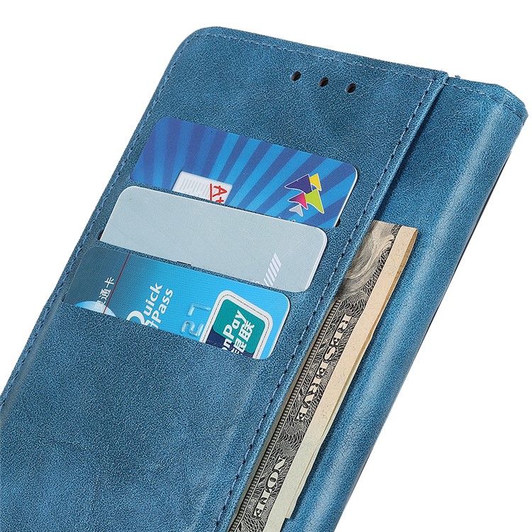 Rivet Decorated Leather Stand Wallet Magnetic Case for Motorola Moto G7 Power - Blue-6