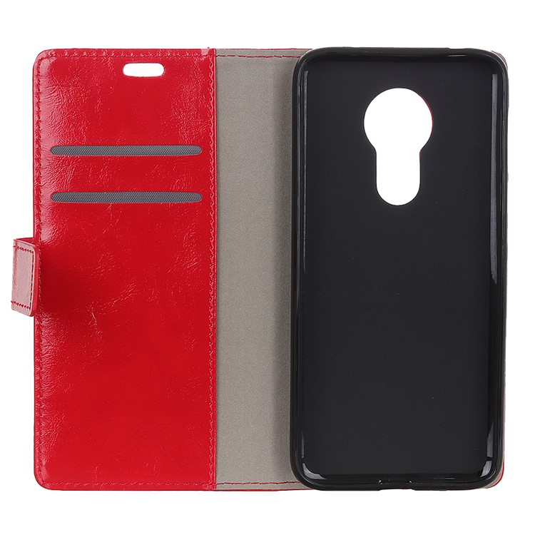 Crazy Horse Magnetic Stand Wallet PU Leather Protective Case for Motorola Moto G7 Power - Red-3