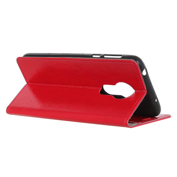Crazy Horse Magnetic Stand Wallet PU Leather Protective Case for Motorola Moto G7 Power - Red-5