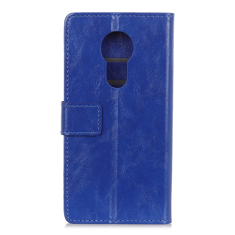 Crazy Horse Magnetic Stand Wallet PU Leather Protective Case for Motorola Moto G7 Power - Blue-2