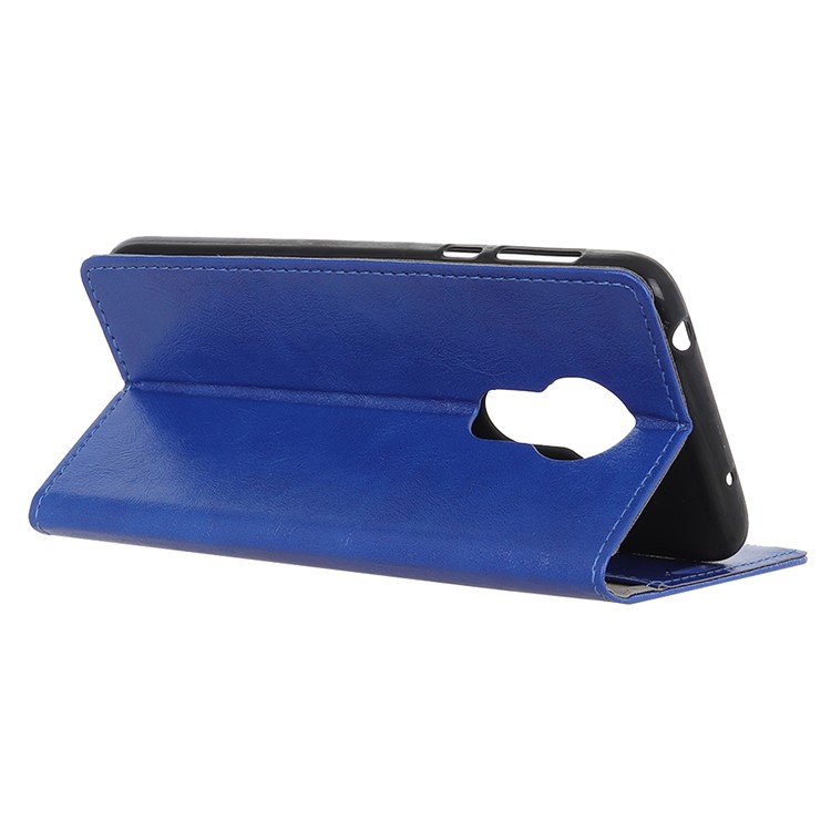 Crazy Horse Magnetic Stand Wallet PU Leather Protective Case for Motorola Moto G7 Power - Blue-5